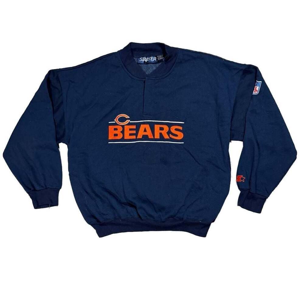 Vintage 90s Starter NFL Chicago Bears 1/4 Zip Pullover Sweatshirt XL